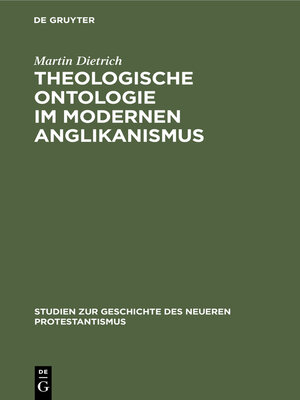 cover image of Theologische Ontologie im modernen Anglikanismus